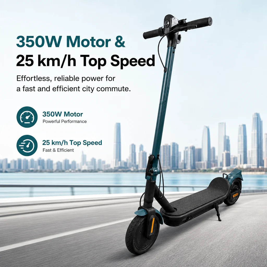 350W Adult Electric Scooter 25km/h, 36V 5Ah Battery, 8.5" Tires, Lightweight Foldable Commuter E-Scooter with Smart LED Display, Anti-Slip Deck & Full Fenders, Portable for Urban Travel