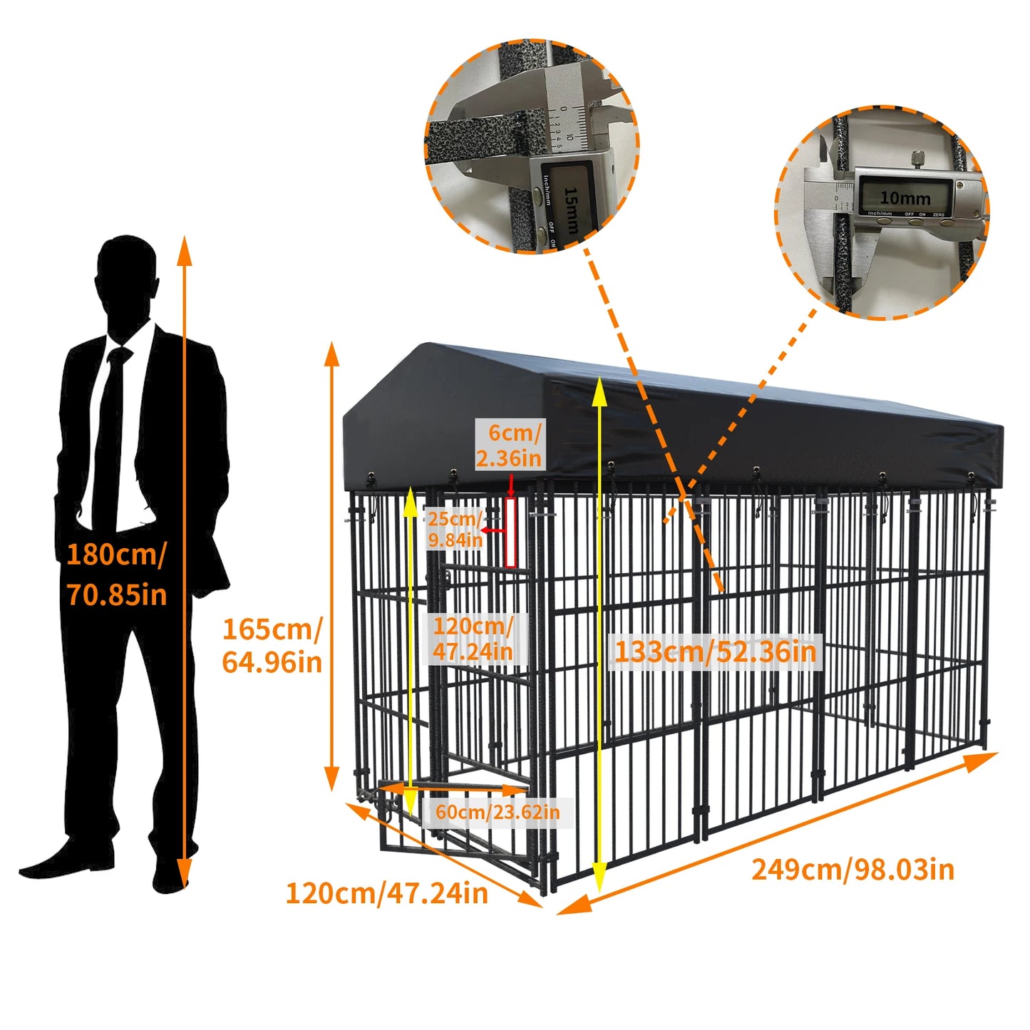 Outdoor Metal Dog Kennel With Secure Roof And Reliable Barrier System