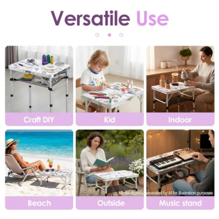 Folding TV Trays Foldable Dinner Tray Table Adjustable Height Food Snack Eating Couch Side Table Sturdy Aluminum Portable Sofa