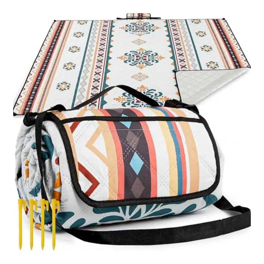 Is A Waterproof Picnic Blanket A Large 150 X 200 Cm Beach Blanket And Outdoor Picnic Mat. It Comes With Handles And Is Foldable