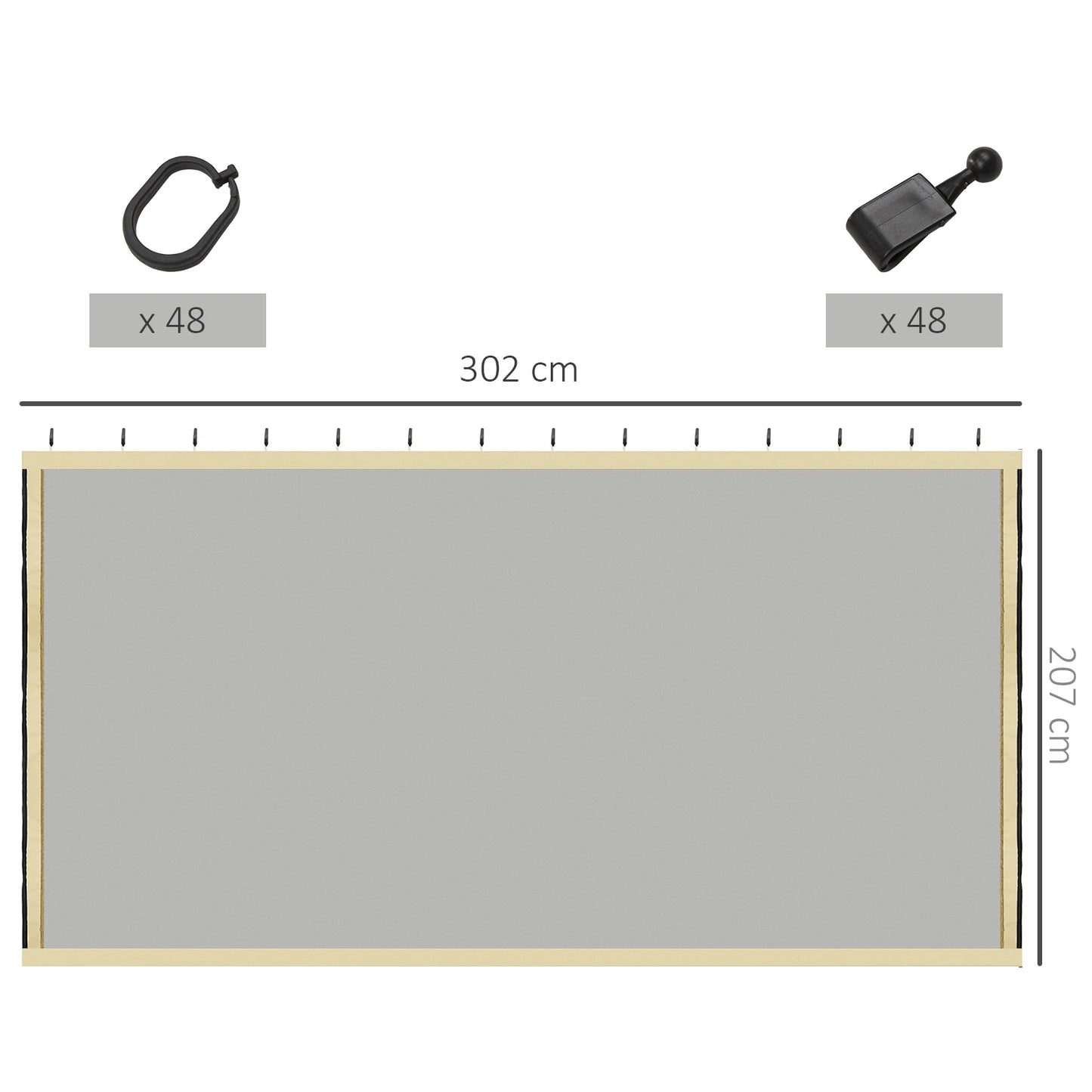 302 x 207cm Universal Replacement Mesh Sidewall Netting for Gazebos and Canopy Tents, (Sidewall Only) Beige