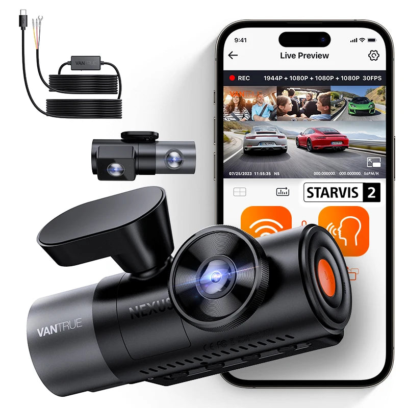 Vantrue N5 4-Channel Dash Cam With WiFi GPS 360-Degree