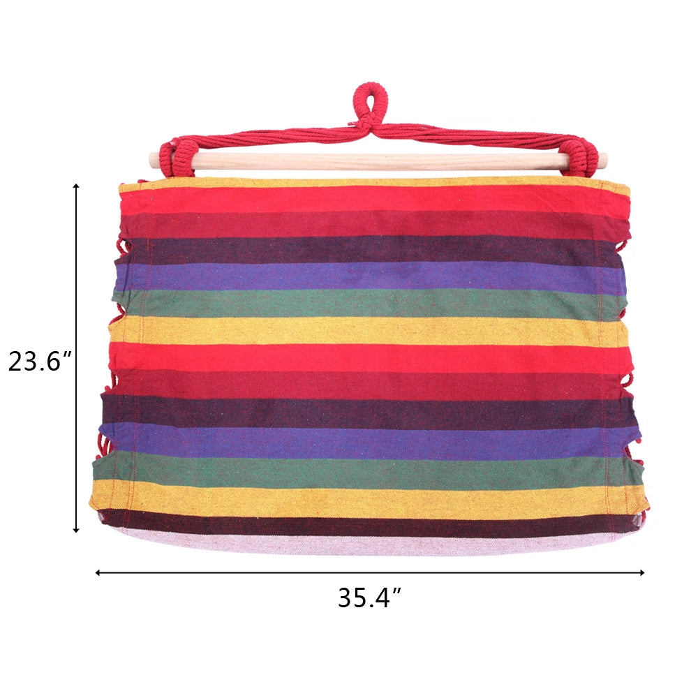 Outdoor Hanging Rope Chair Distinctive Cotton Canvas with 2 Pillows Rainbow 250 Lbs Capacity for Garden Patio Porch Swing