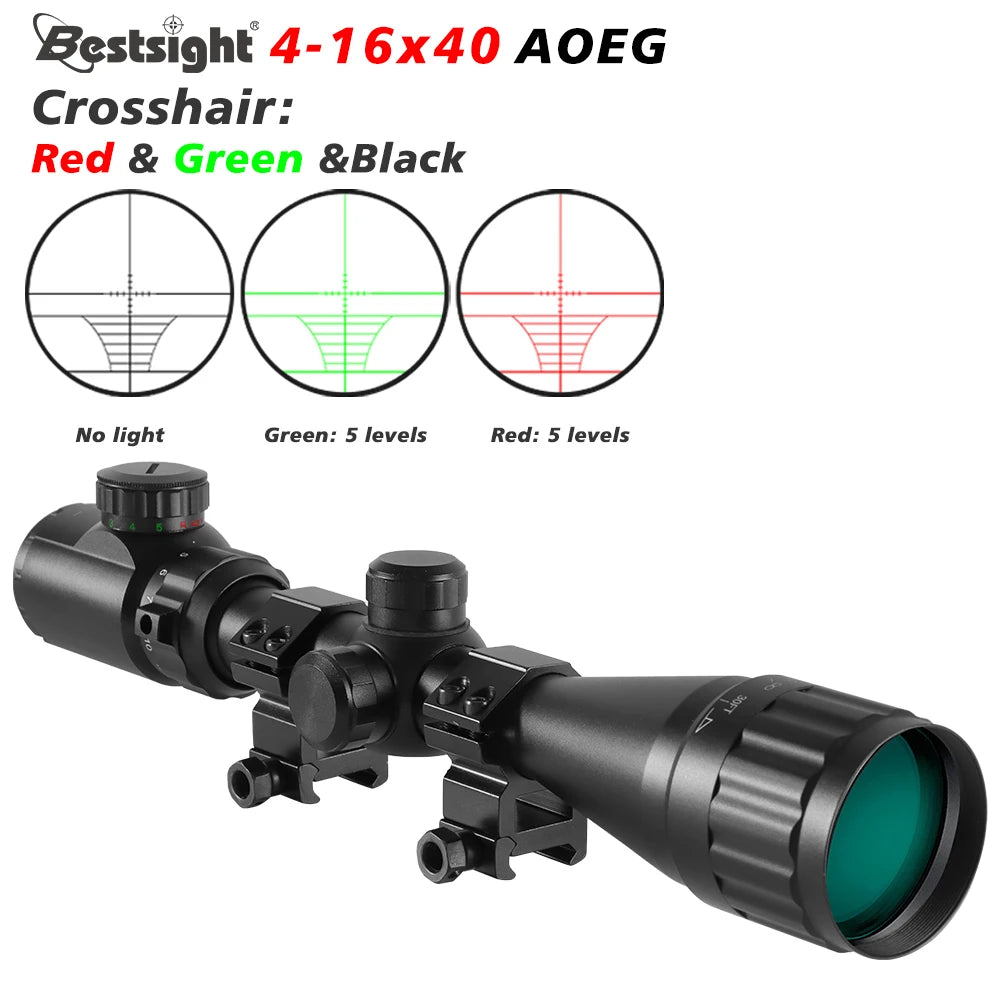 Nabila 4 16x40 AOEG Rifle Scope With Red Green Illuminated Dot