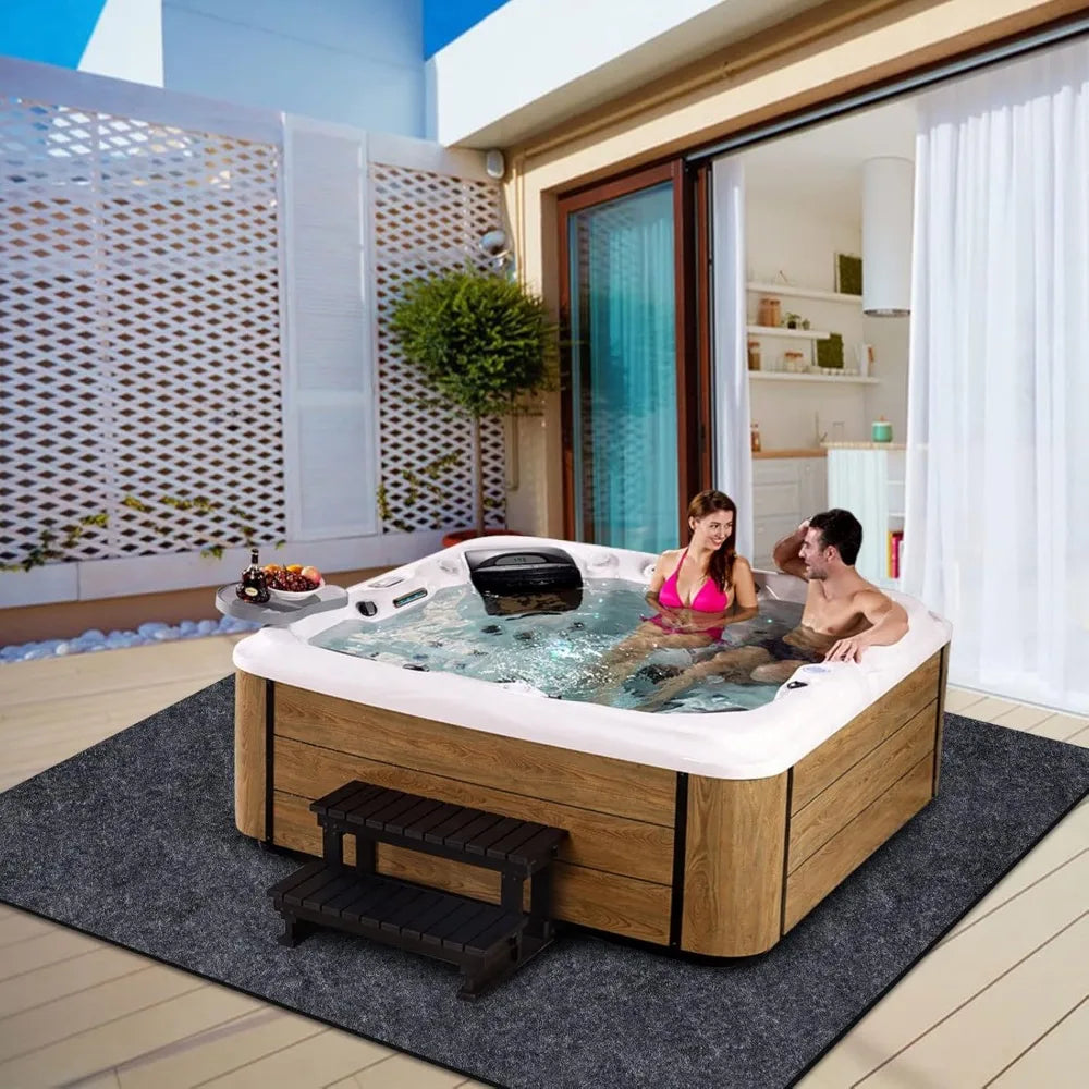 Large Round Inflatable Hot Tub Mat Waterproof Non Slip Absorbent Floor Protector for Indoor Outdoor Spa Pool Base