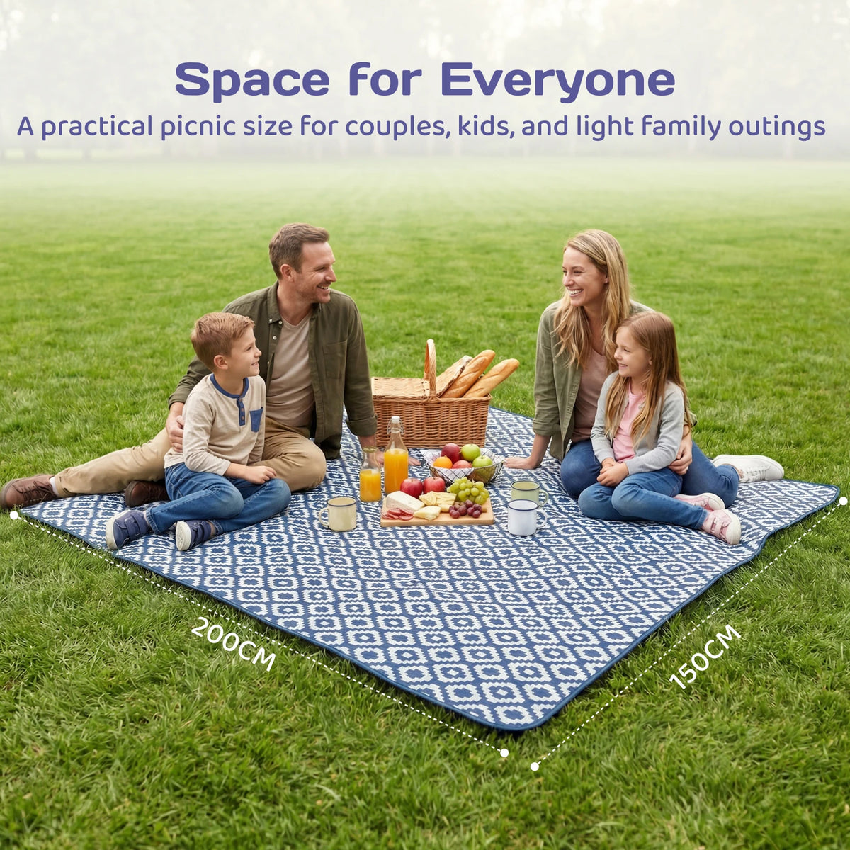 Adivo Waterproof Picnic Blanket Foldable Portable Polyester Outdoor Mat with Carry Handle for Beach Camping 59x79/79x79in
