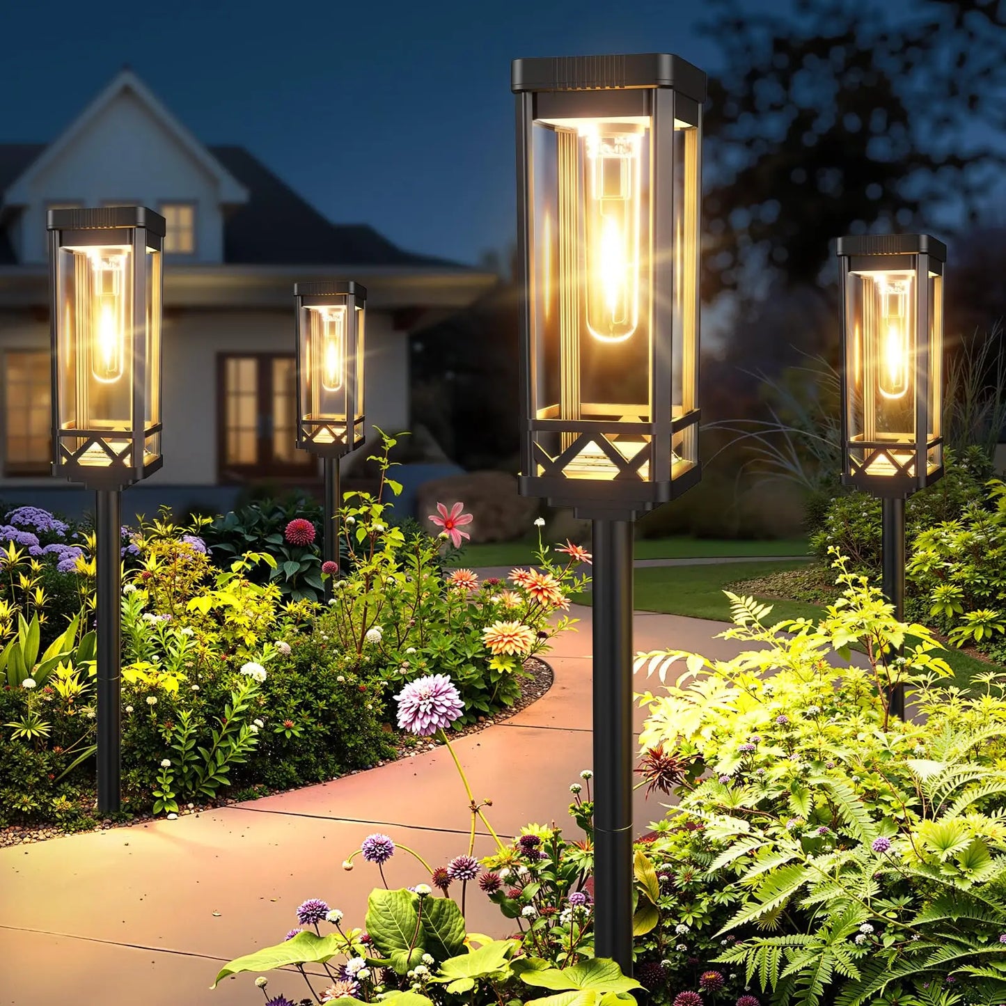 Solar Pathway Lights Outside Waterproof Walkway Light Solar Powered Landscape Lights for Driveway Lawn Patio Sidewalk Yard