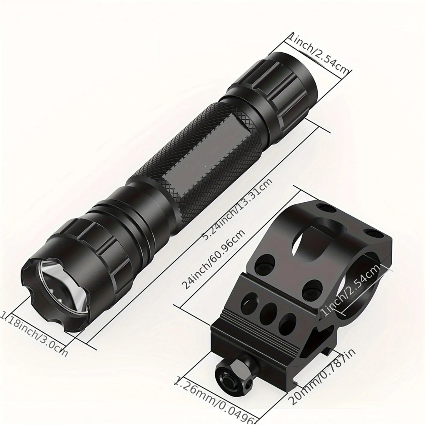 Tactical 1200 Lumen LED Flashlight with Picatinny Rail Mount