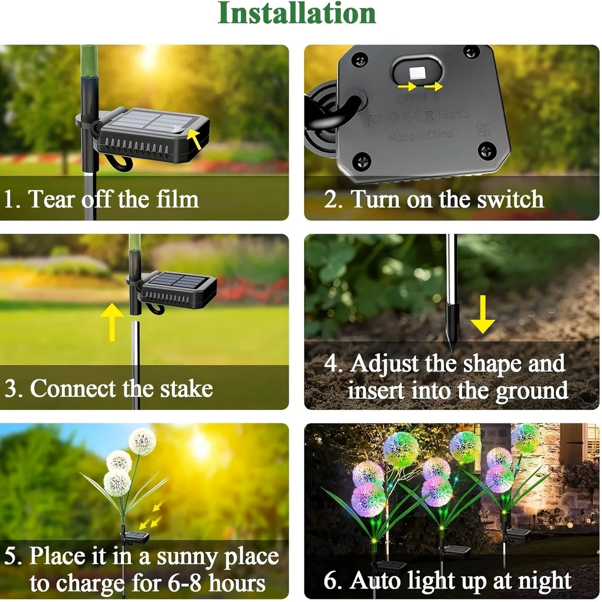 Solar LED Dandelion Ground Light For Outdoor Garden And Yard