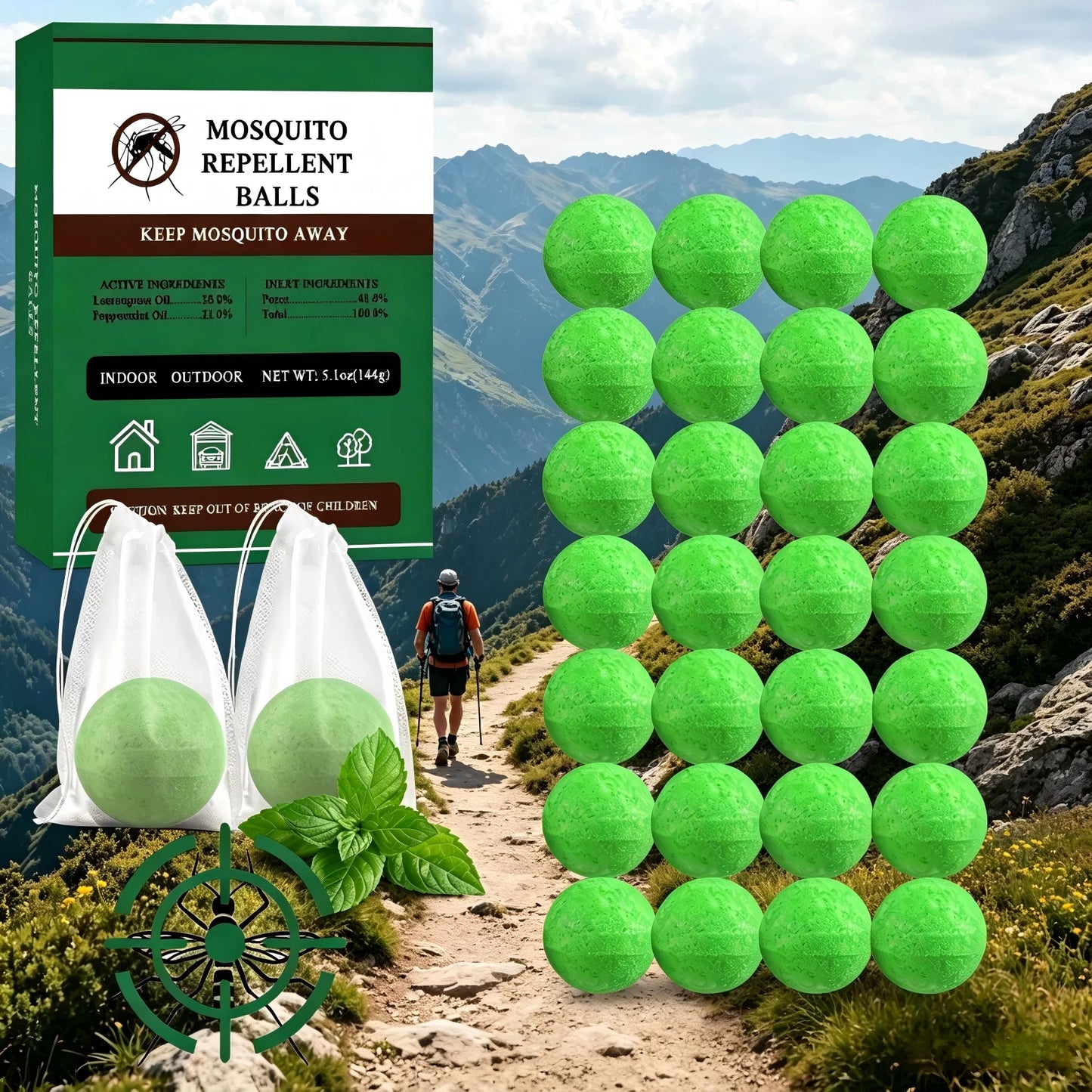 Natural Mosquito Repellent Balls 30 Pack for Patio Indoor Outdoor Use