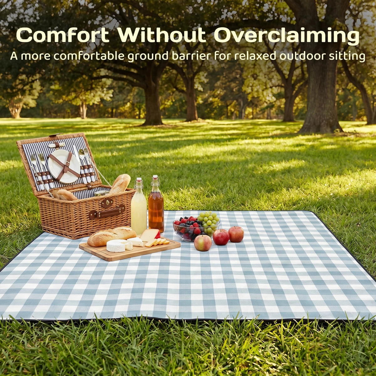 Adivo Waterproof Plaid Picnic Blanket Foldable Acrylic Outdoor Mat with Carry Strap for Beach Camping 59x79/79x79/79x118in