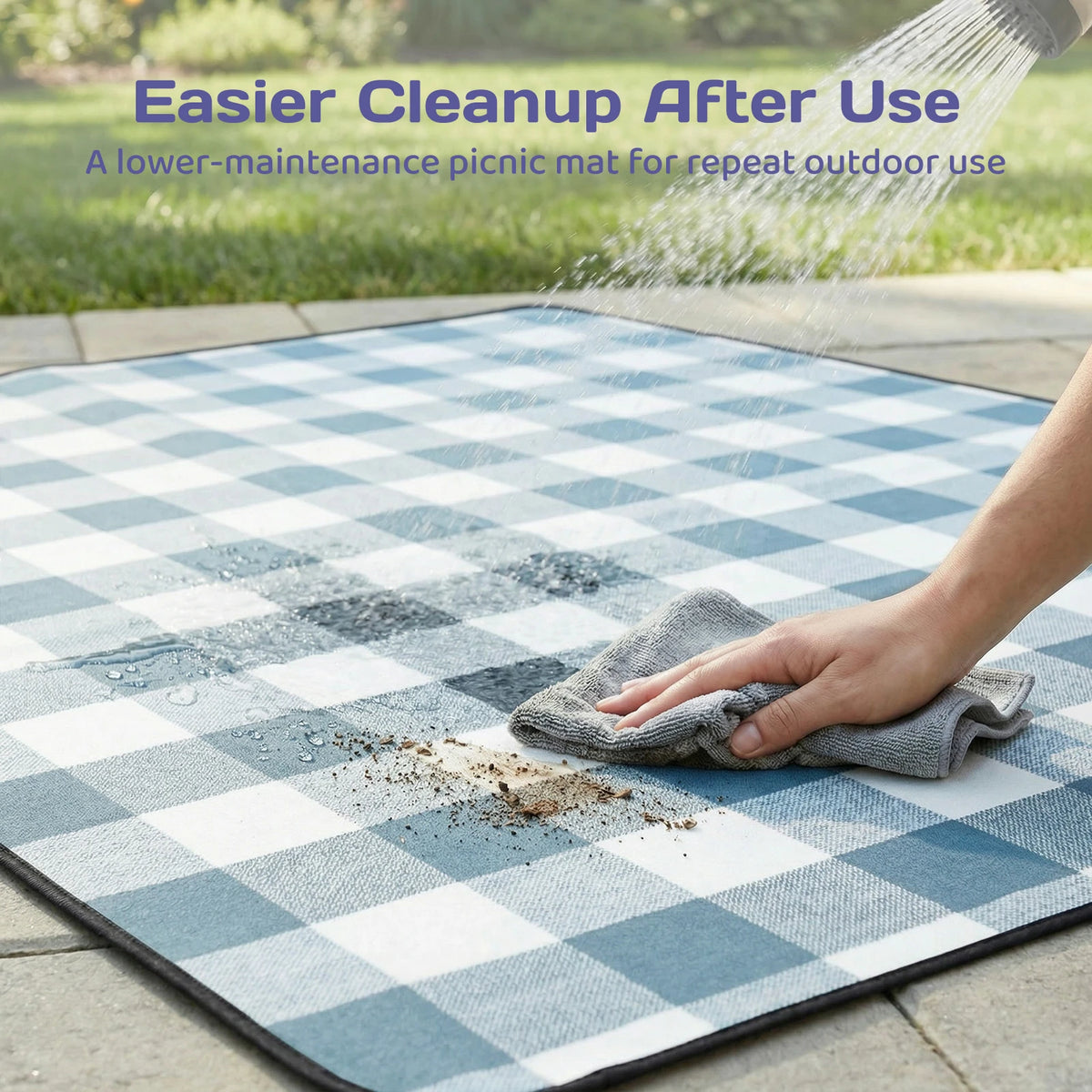 Adivo Waterproof Plaid Picnic Blanket Foldable Acrylic Outdoor Mat with Carry Strap for Beach Camping 59x79/79x79/79x118in