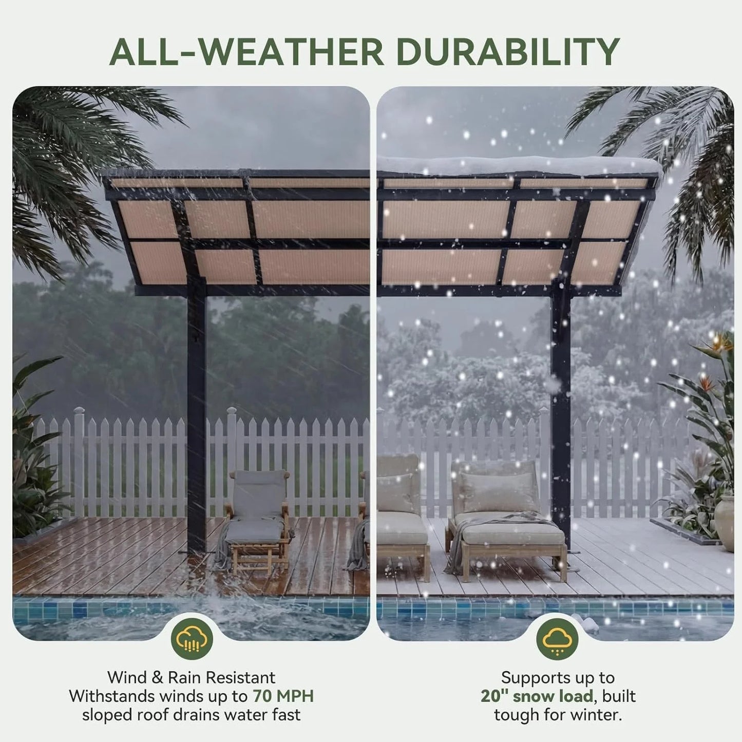 Aoxun 8x10ft Hard Top Gazebo Freestanding Metal Pergola With 4.72 Inch Thick Support Posts Heavy Duty Outdoor Carport Shelter For Patio Backyard