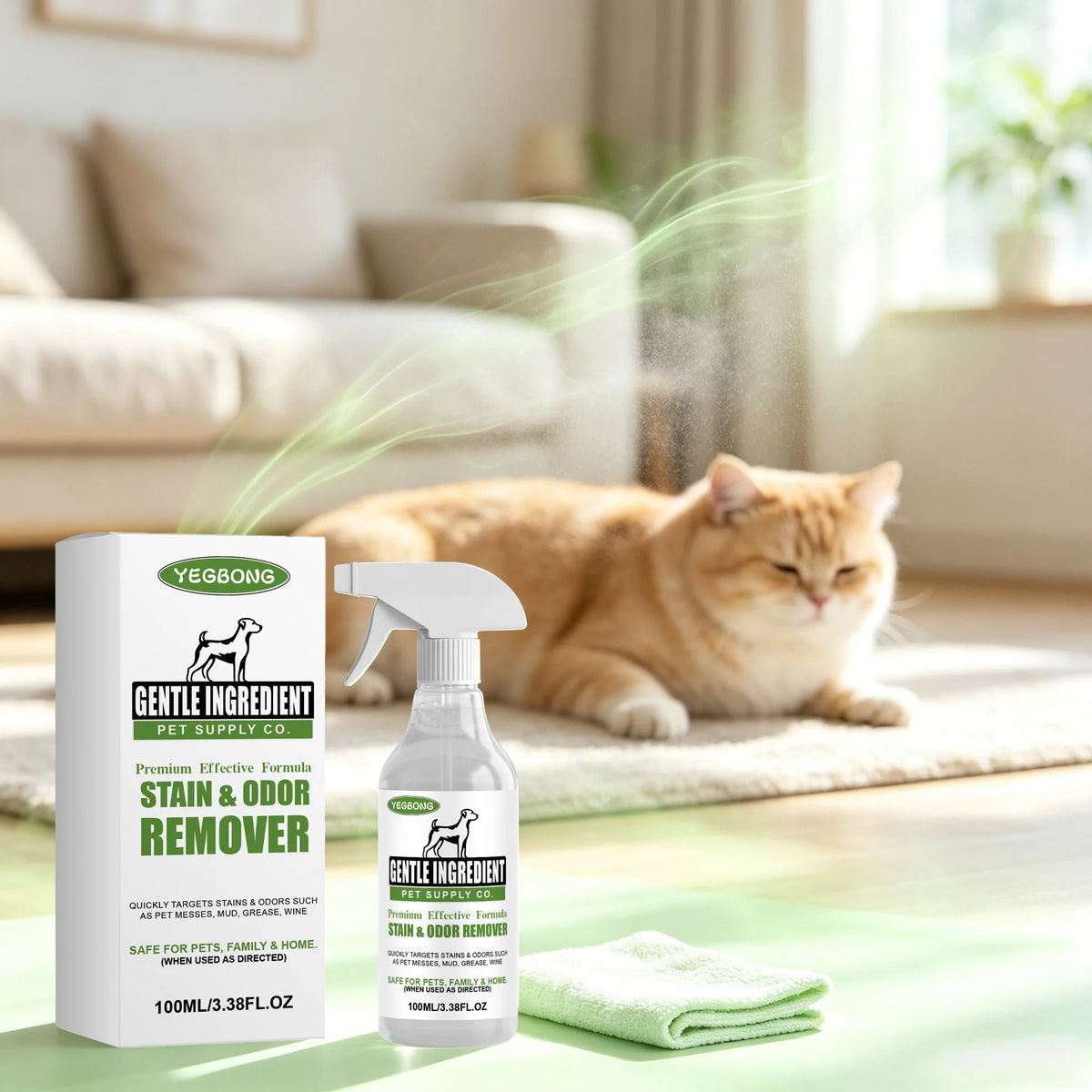100ML Pet Stain Cleaner Spray Gentle Ingredient Dissolve Black Dirts Cleaning Stains Eliminate Bad Odors Soothing Discomfort Natural Daily Pet Cleaner