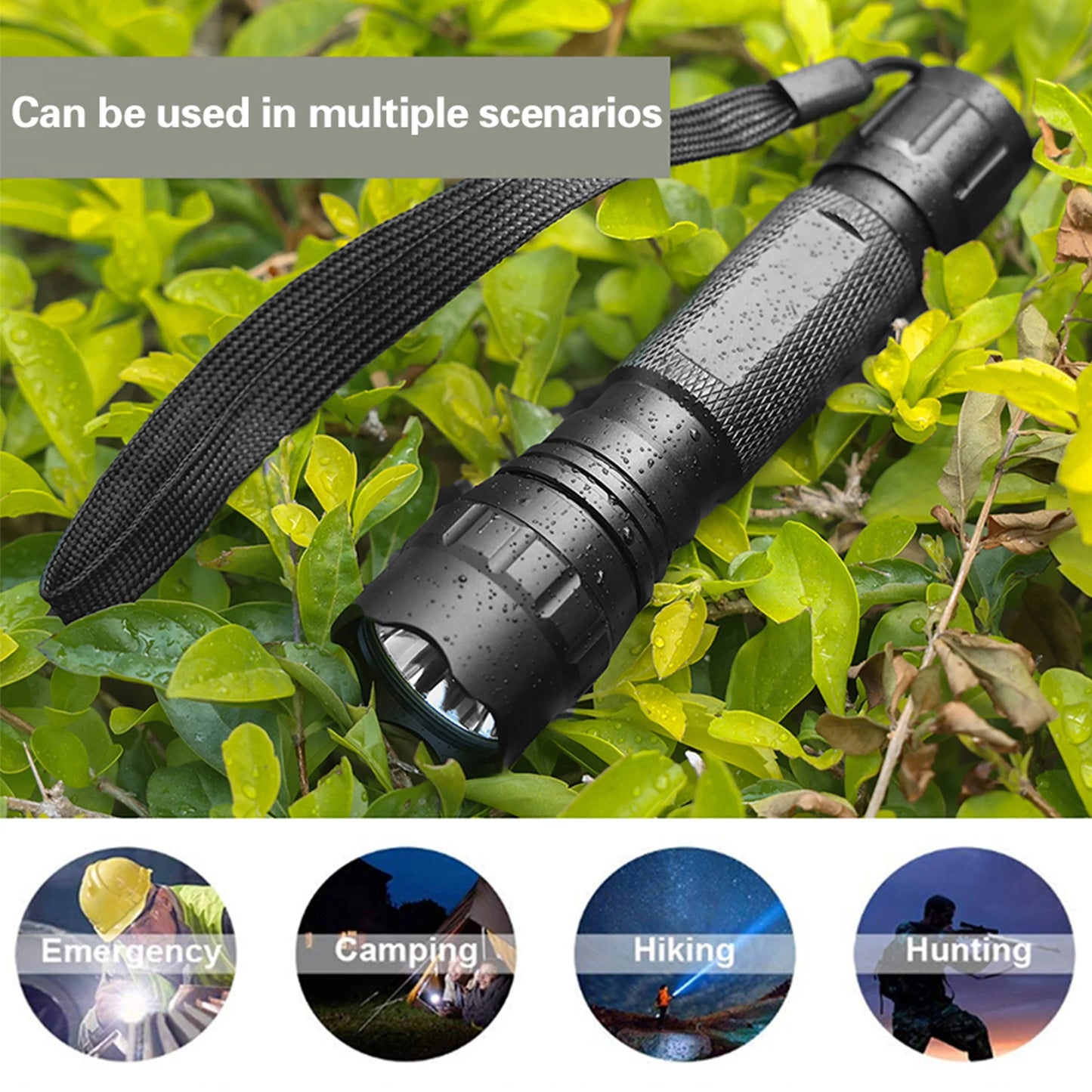 Tactical 1200 Lumen LED Flashlight with Picatinny Rail Mount