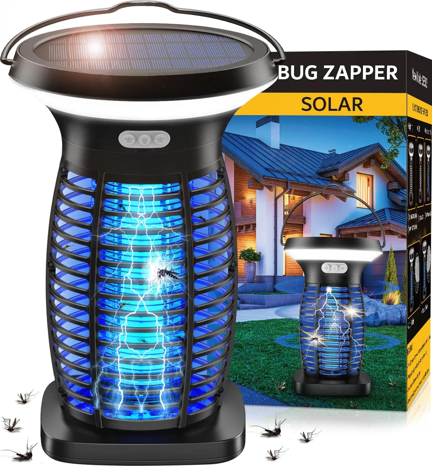 Solar Outdoor Bug Zapper For Mosquitoes Portable Rechargeable