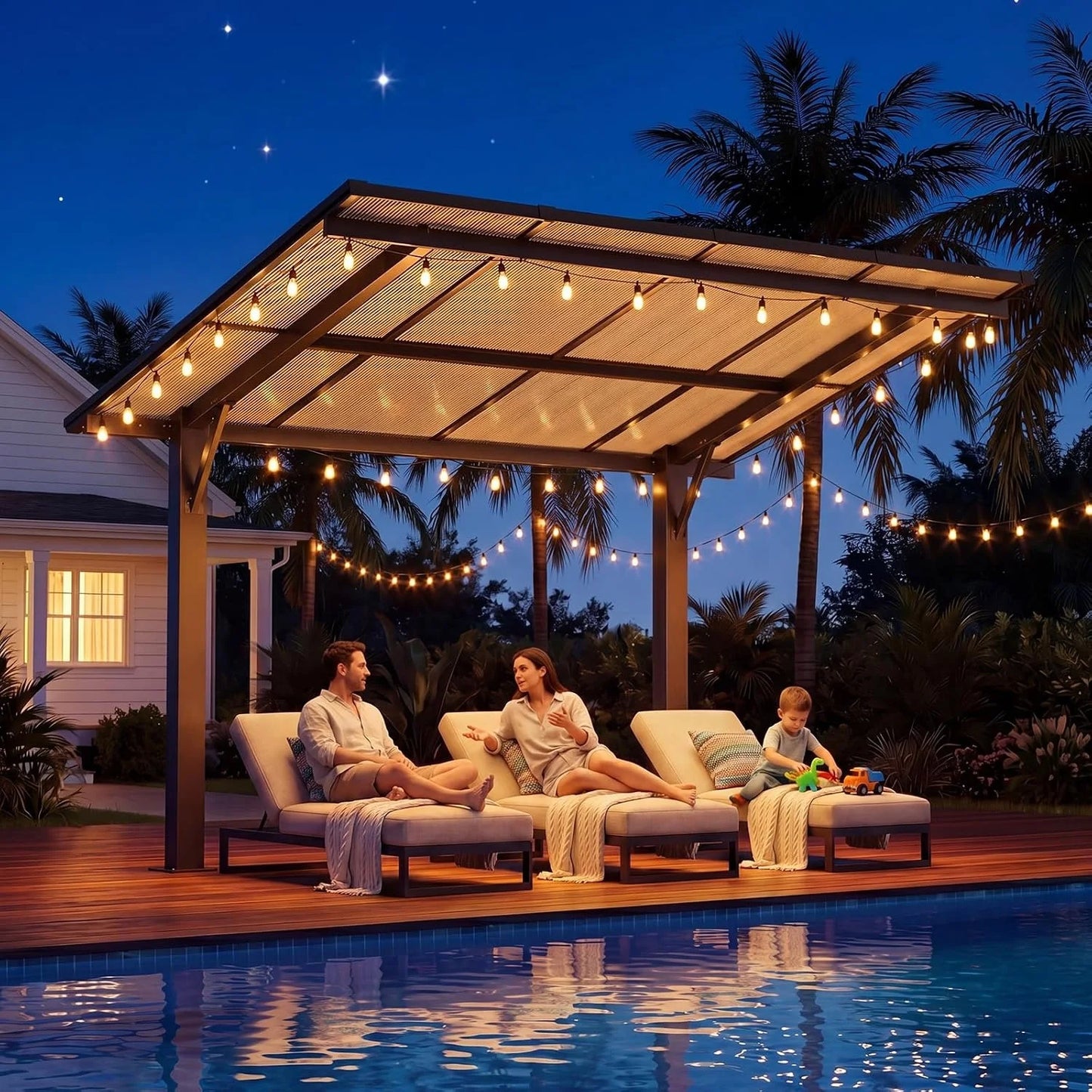 Aoxun 8x10ft Hard Top Gazebo Freestanding Metal Pergola With 4.72 Inch Thick Support Posts Heavy Duty Outdoor Carport Shelter For Patio Backyard