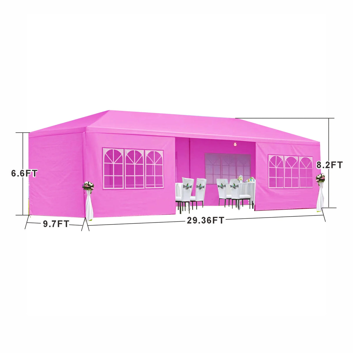 10x30FT Pink Wedding Party Canopy Tent with 8 Removable Sidewalls, Waterproof Outdoor Gazebo Event Shelter for Weddings, Birthda