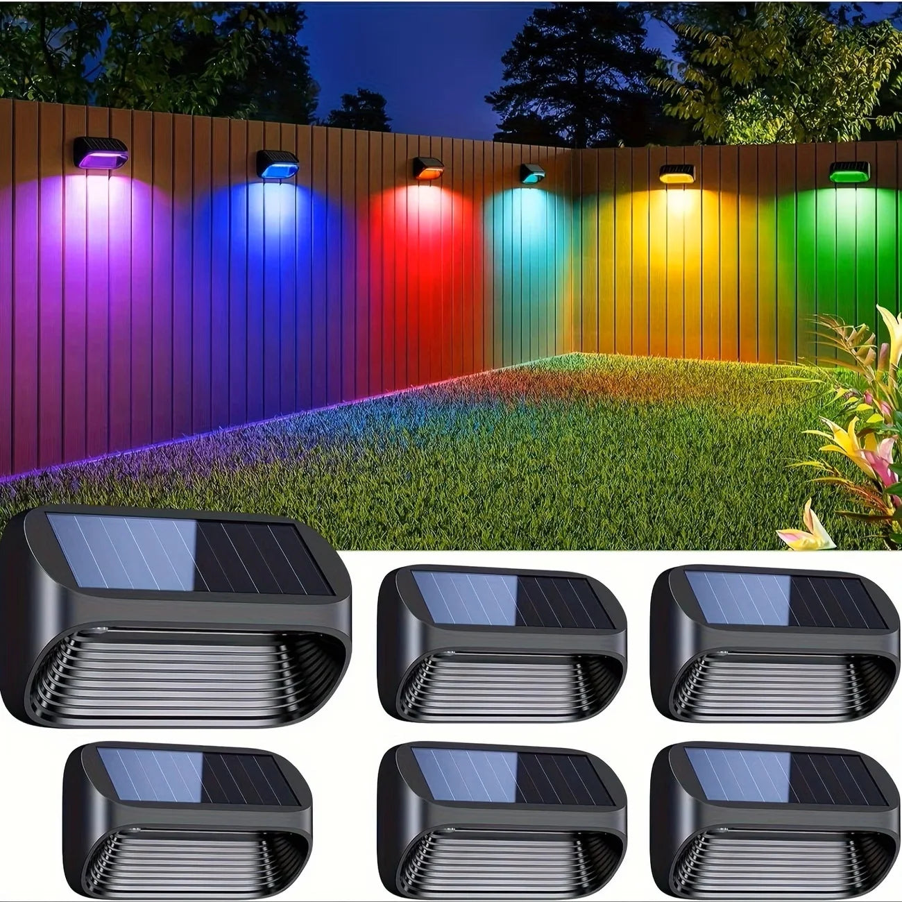 Solar Wall Lamp Solar Fence Lights with Warm White RGB Modes For Backyard Patio Deck Railing Wall Outdoor Waterproof Decor Light