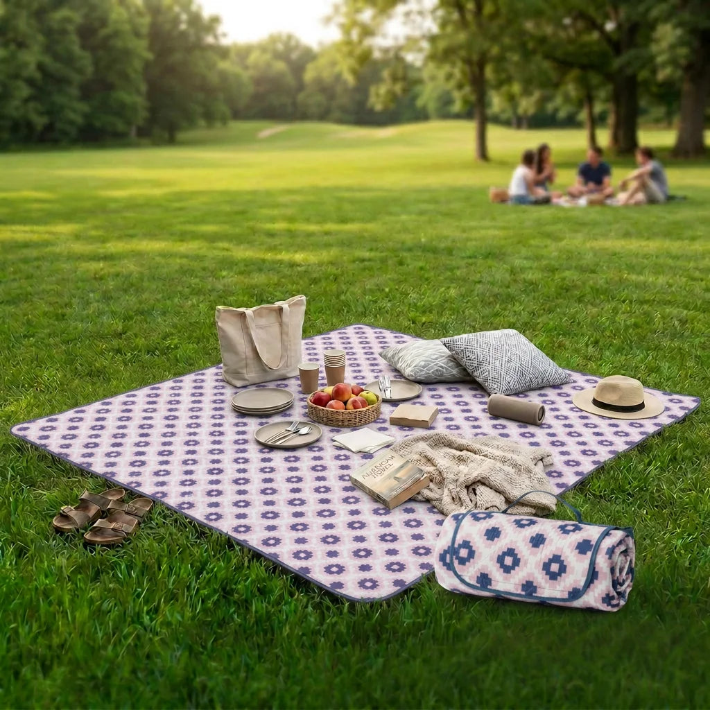 Adivo Waterproof Picnic Blanket Foldable Portable Polyester Outdoor Mat with Carry Handle for Beach Camping 59x79/79x79in