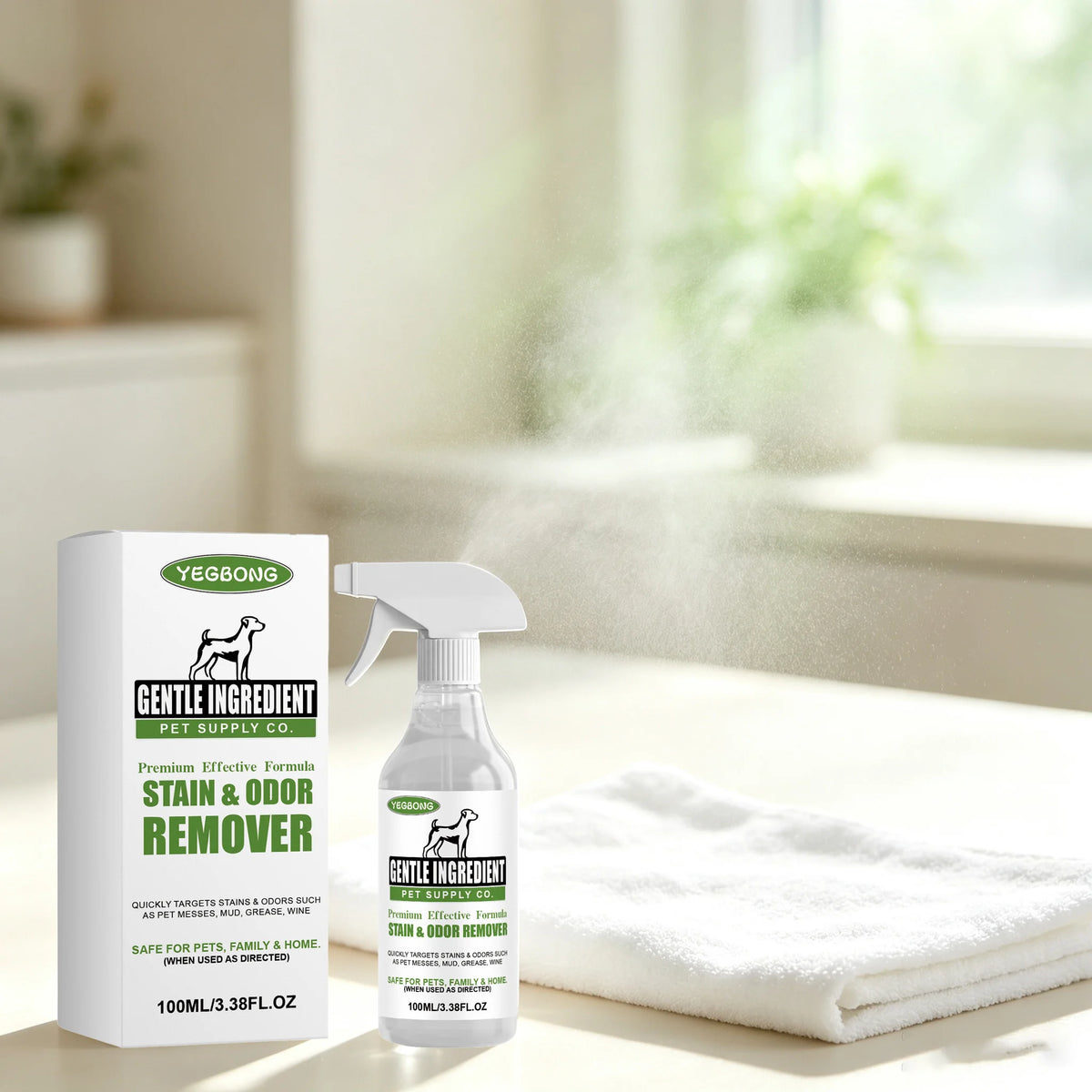 100ML Pet Stain Cleaner Spray Gentle Ingredient Dissolve Black Dirts Cleaning Stains Eliminate Bad Odors Soothing Discomfort Natural Daily Pet Cleaner