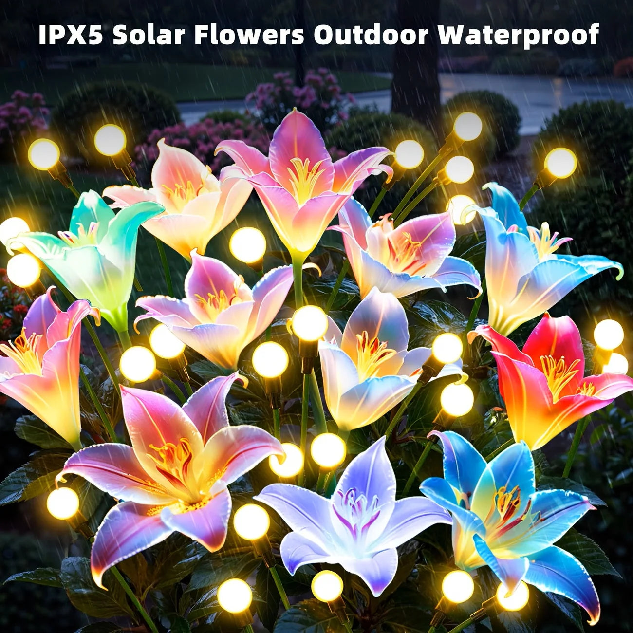 Lily Flower Solar Outdoor Light Ip65 Waterproof Solar Powered for Garden Pathway Landscape Lights Courtyard Yard Decoration
