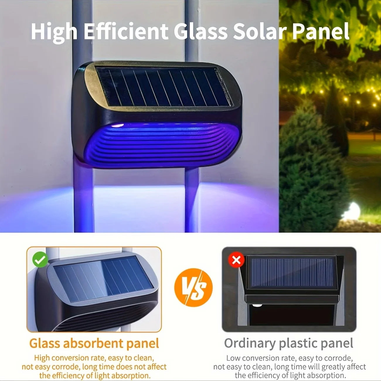 Solar Wall Lamp Solar Fence Lights with Warm White RGB Modes For Backyard Patio Deck Railing Wall Outdoor Waterproof Decor Light
