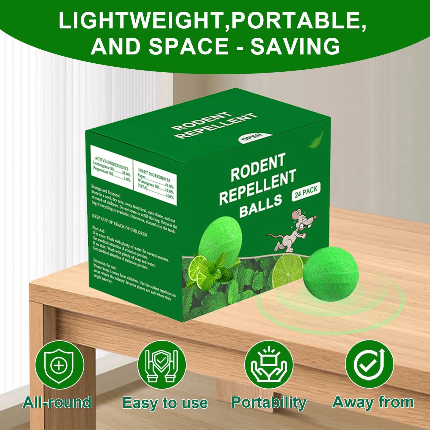 Natural Peppermint Oil Rat Repellent Balls For Home And Garden