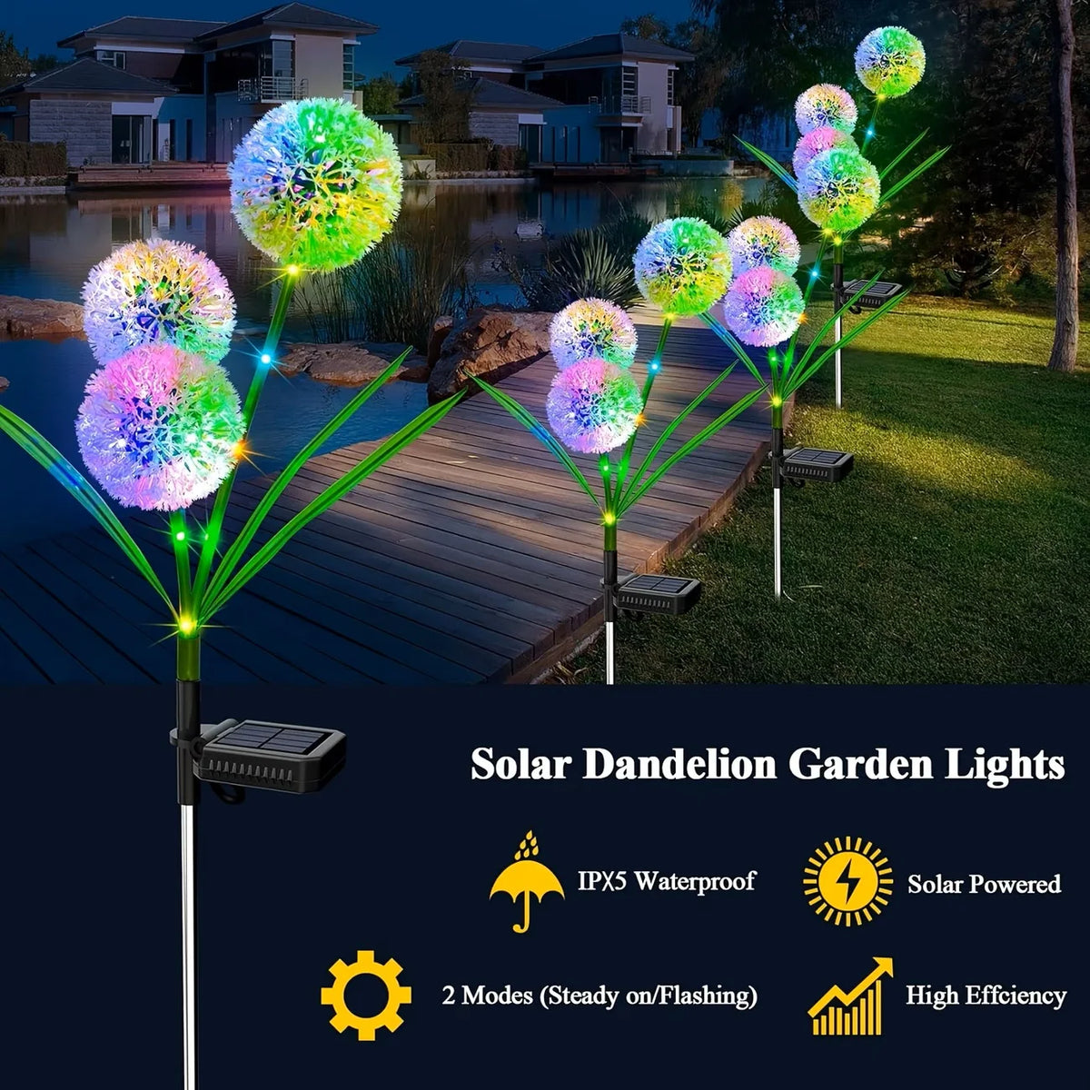 Solar LED Dandelion Ground Light For Outdoor Garden And Yard