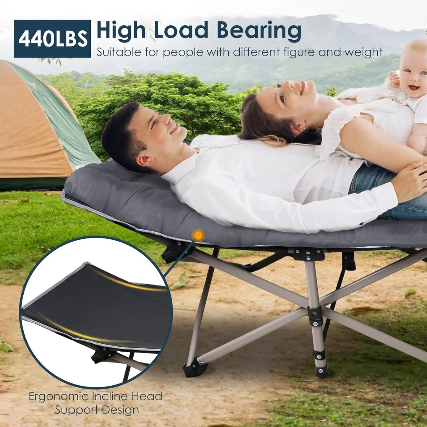 Foldable Portable Outdoor Bed Lounge Chair With Pearl Foam Mattress