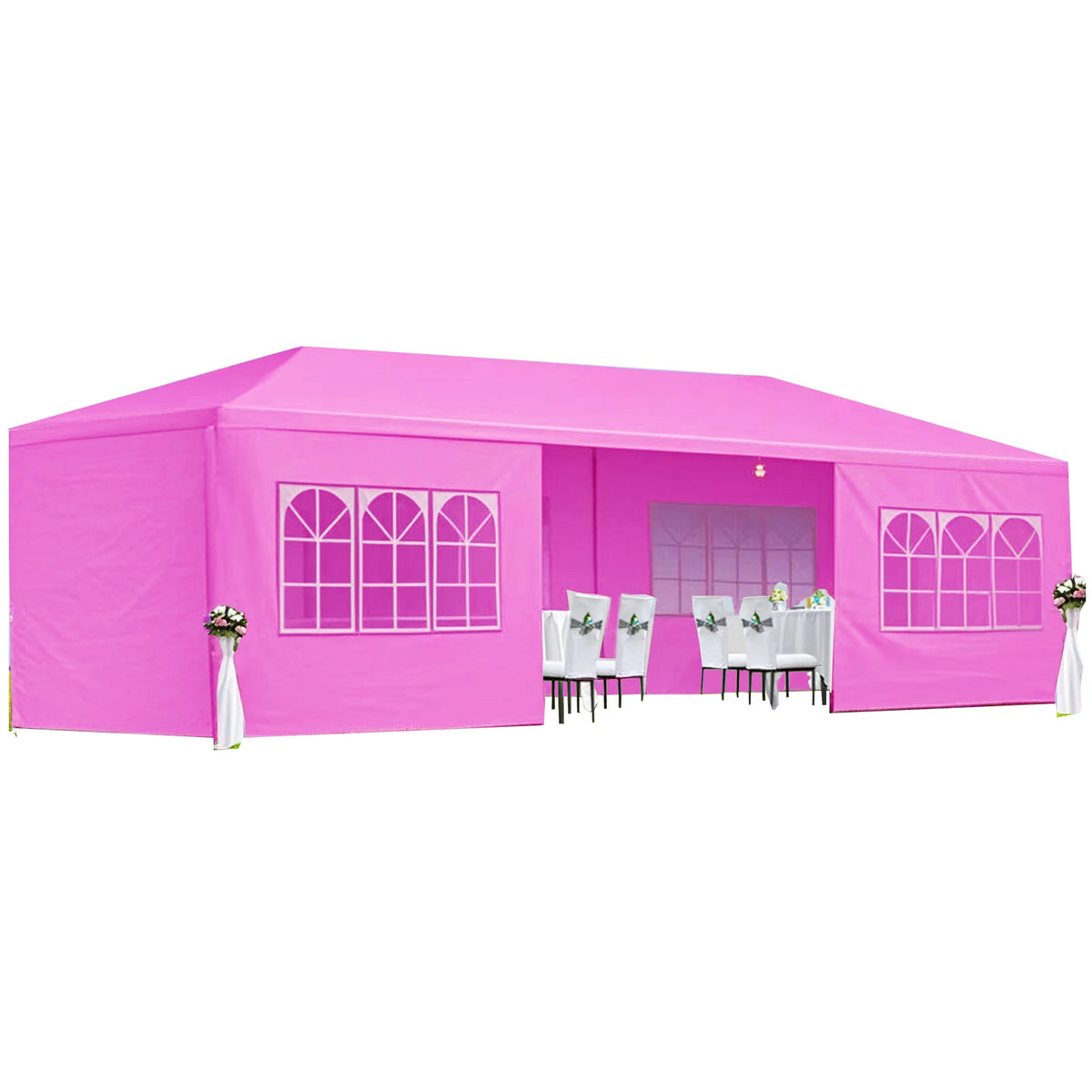 10x30FT Pink Wedding Party Canopy Tent with 8 Removable Sidewalls, Waterproof Outdoor Gazebo Event Shelter for Weddings, Birthda