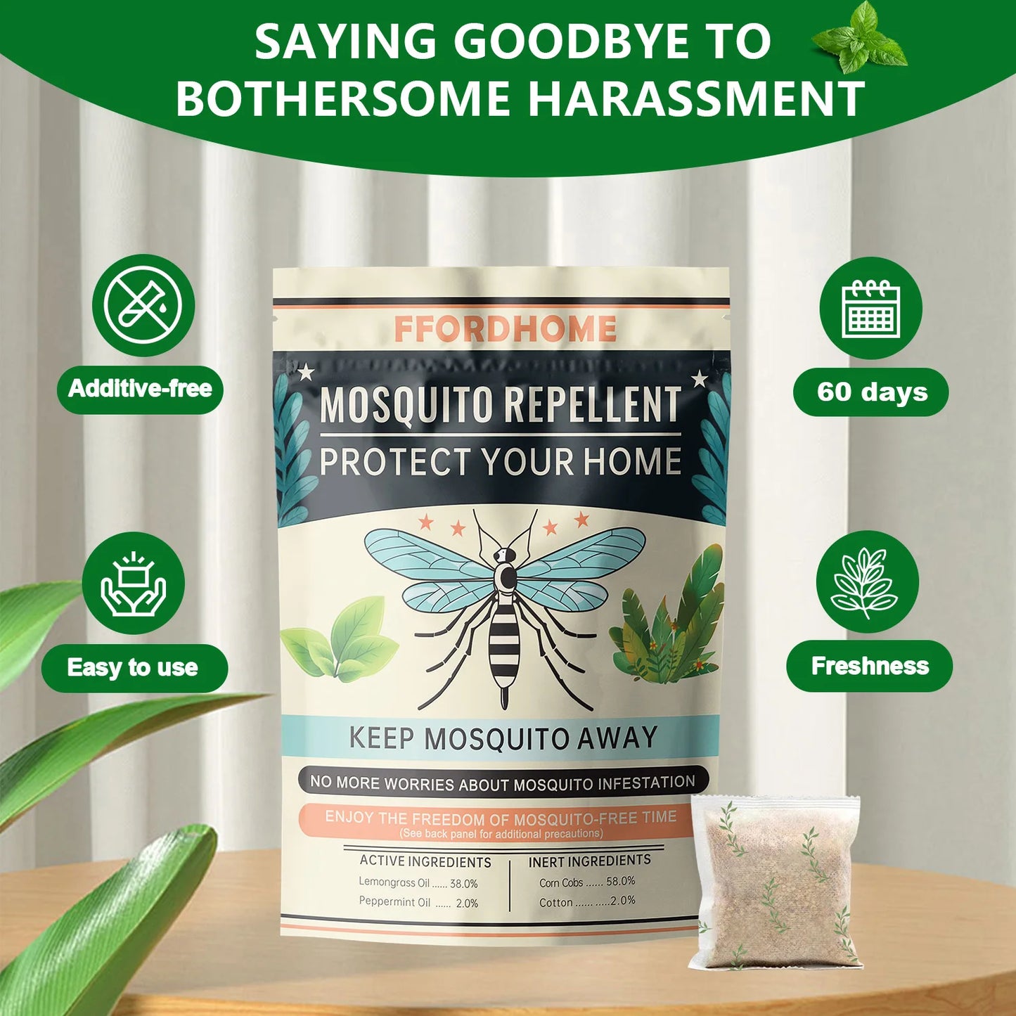 Plant Based Mosquito Repellent Sachets Outdoor Use 20 Pack