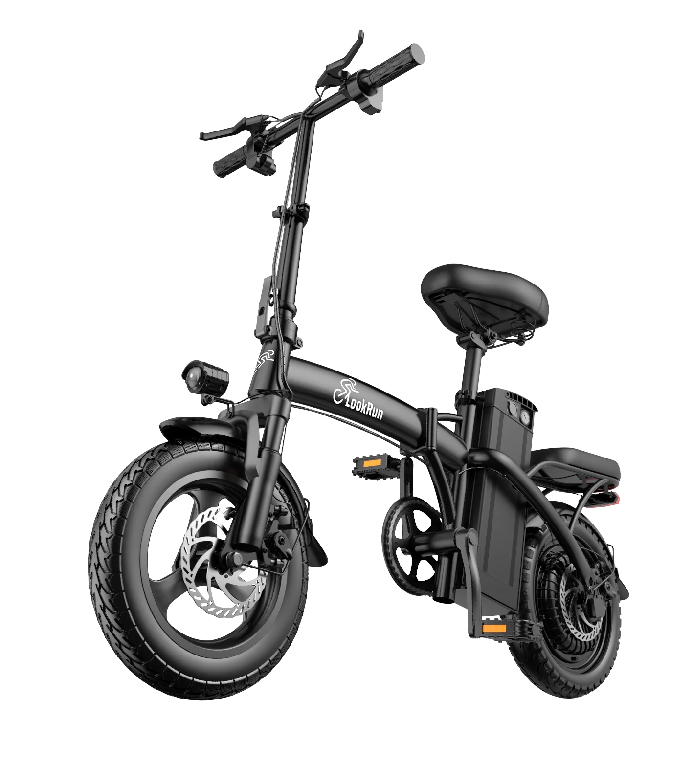 LOOKRUN G11 2026 New Foldable Adult E-Bike - FoldingMountain Bike, 600W Peak Power, 14" Pneumatic Tires, 48V15Ah Battery, Foldable Seat, Dual Off-Road Capability,Folding Bike