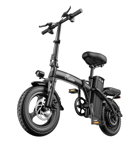 LOOKRUN G11 2026 New Foldable Adult E-Bike - FoldingMountain Bike, 600W Peak Power, 14" Pneumatic Tires, 48V15Ah Battery, Foldable Seat, Dual Off-Road Capability,Folding Bike