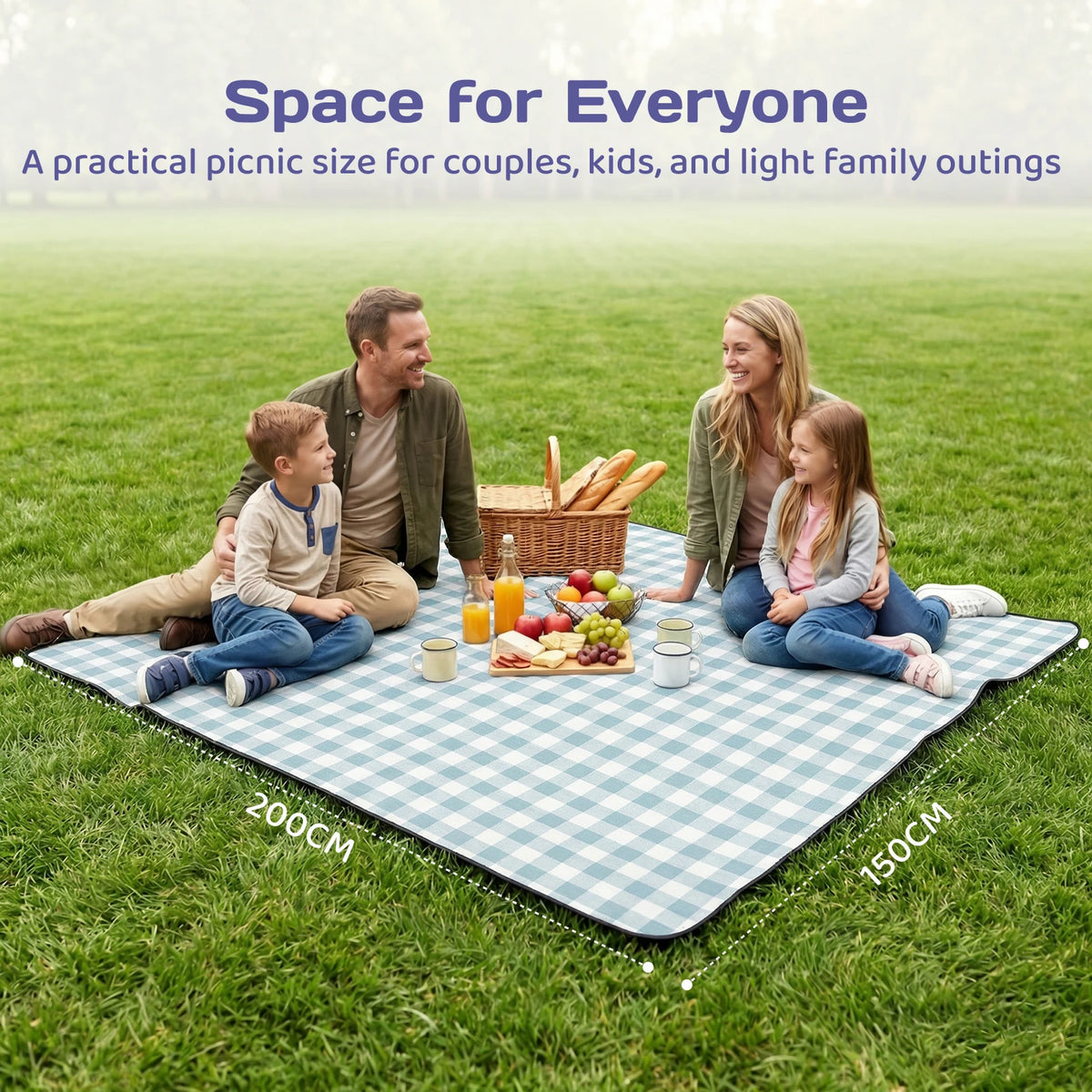 Adivo Waterproof Plaid Picnic Blanket Foldable Acrylic Outdoor Mat with Carry Strap for Beach Camping 59x79/79x79/79x118in