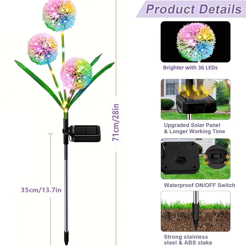 Solar LED Dandelion Ground Light For Outdoor Garden And Yard