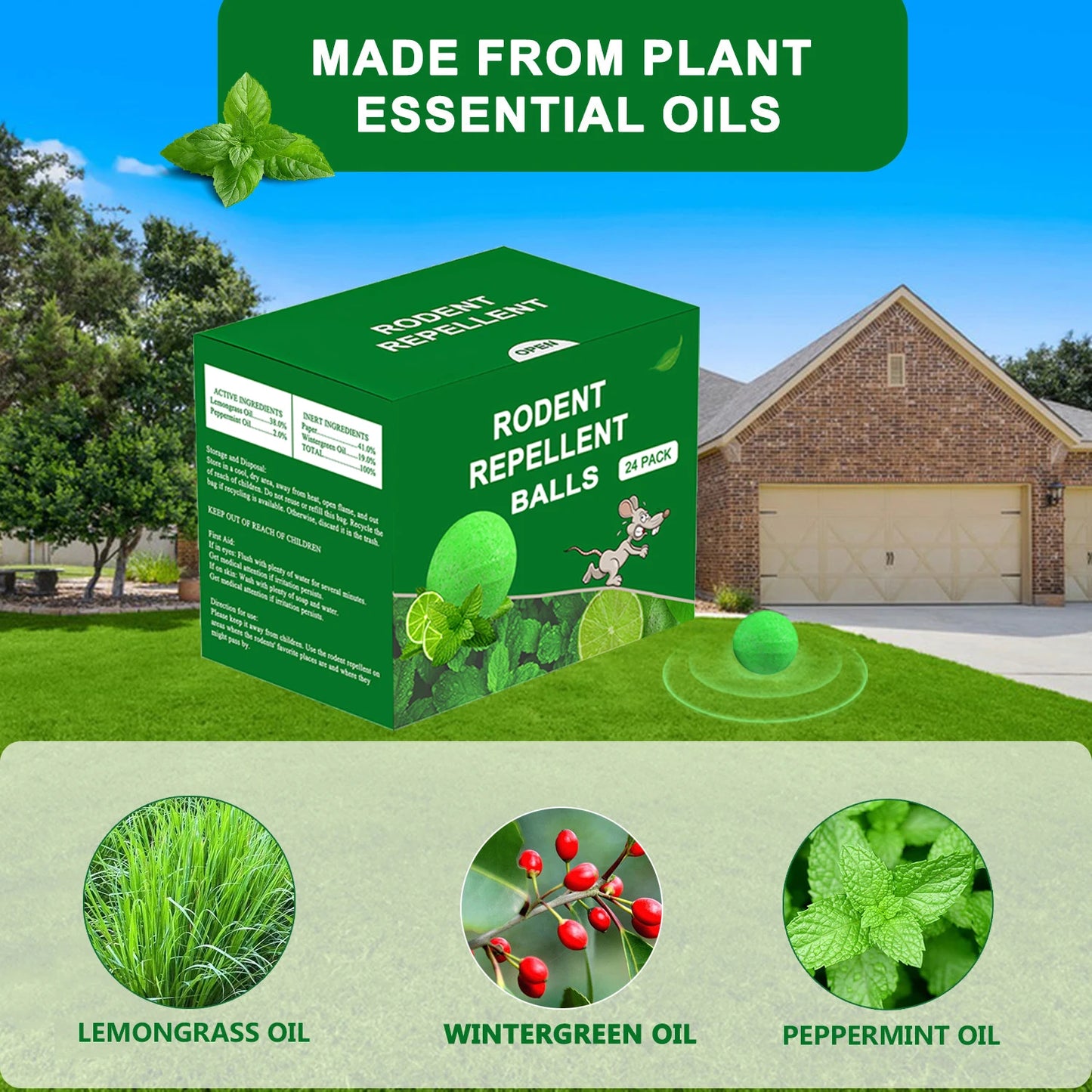 Natural Peppermint Oil Rat Repellent Balls For Home And Garden