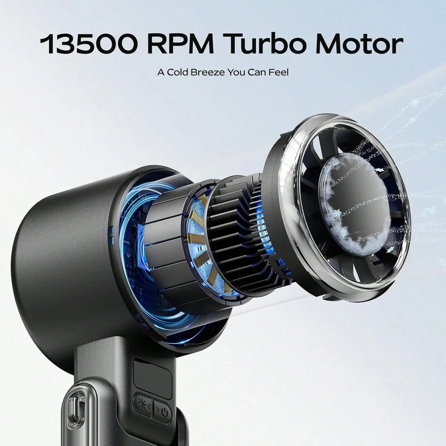 Portable Handheld Fan, Ice Cooling Cold Compress Fan, Rechargeable Mini Personal Fan, Digital Display USB Turbo Fan
