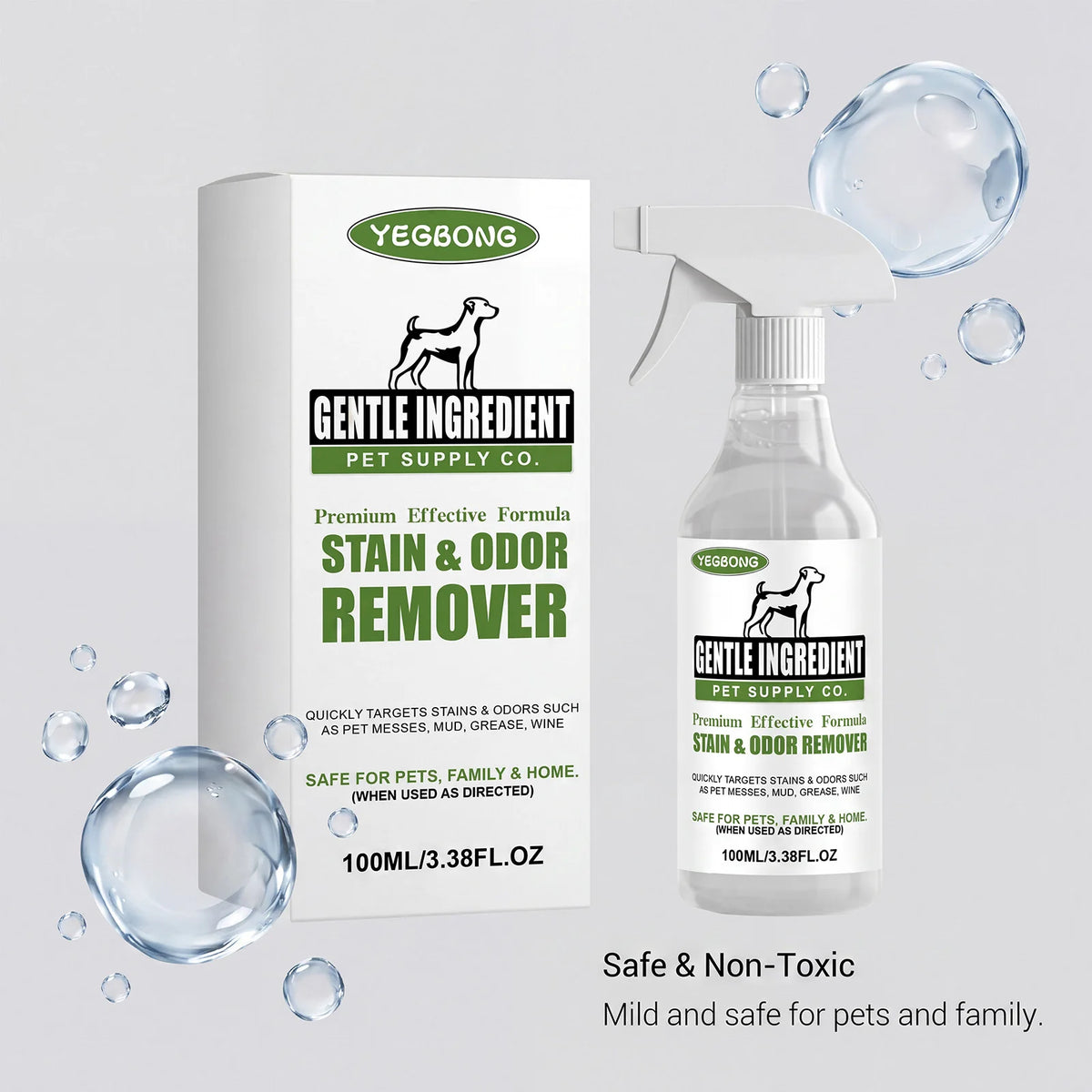 100ML Pet Stain Cleaner Spray Gentle Ingredient Dissolve Black Dirts Cleaning Stains Eliminate Bad Odors Soothing Discomfort Natural Daily Pet Cleaner