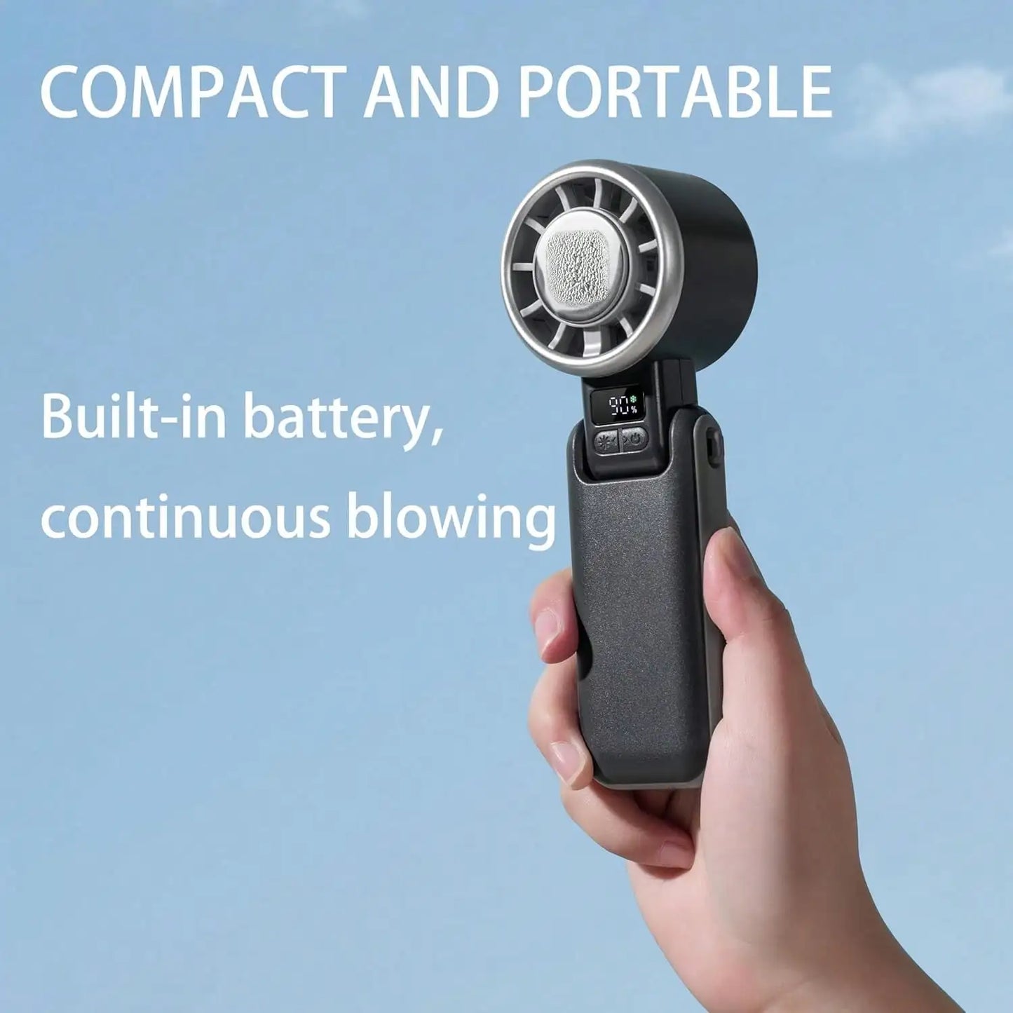 Portable Handheld Fan, Ice Cooling Cold Compress Fan, Rechargeable Mini Personal Fan, Digital Display USB Turbo Fan