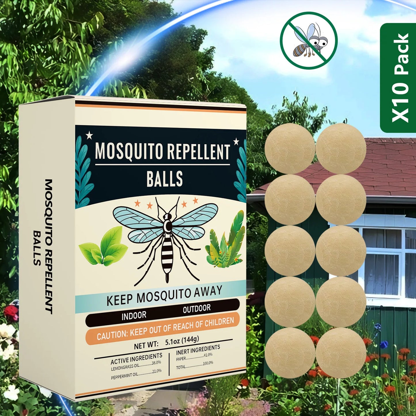 Natural Mosquito Repellent Paper Balls Peppermint Citronella Formula