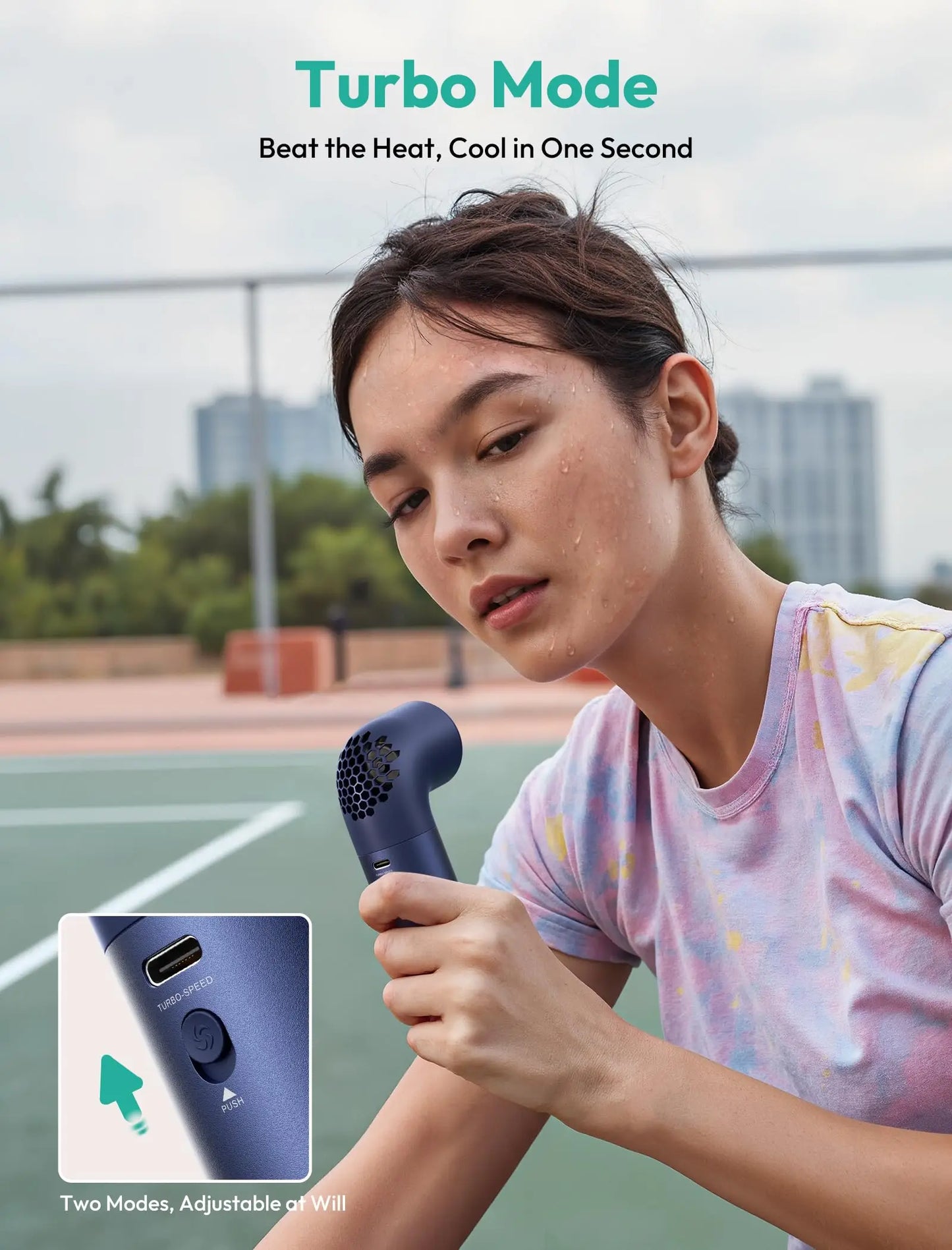 1 PC Random Color Portable Handheld Fan, Powerful Turbo Mini Fan, 19000 RPM High Speed Aero Ultra, 15H Max Cooling Time, 7 Speeds Aluminum Case, Pocket Rechargeable Personal Small Travel GIfts for Women-Green