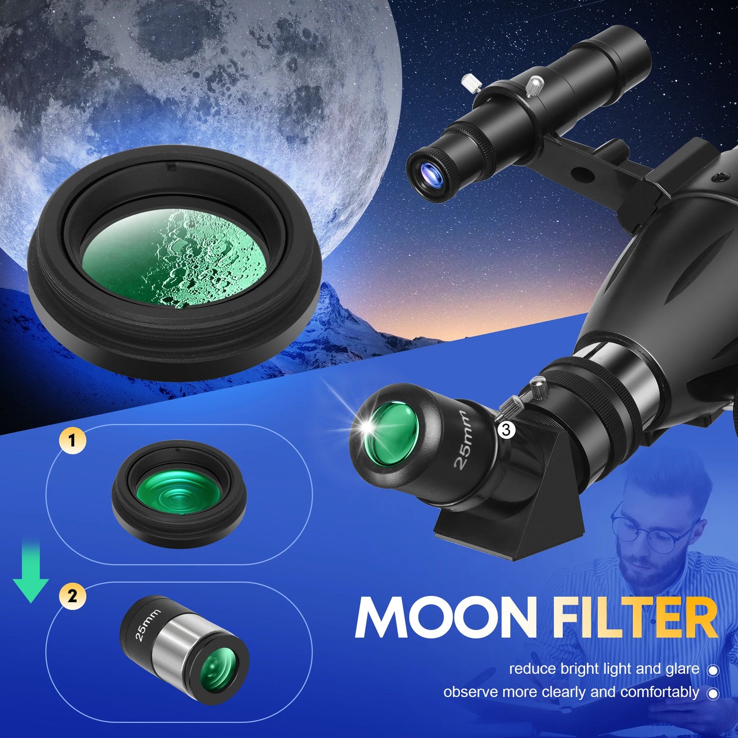 80mm Aperture 600mm Focal Length Refractor Astronomical Telescope, Suitable for Adults and Beginners, 180X Magnification, Comes with a Tripod, Phone Holder, and Storage Bag