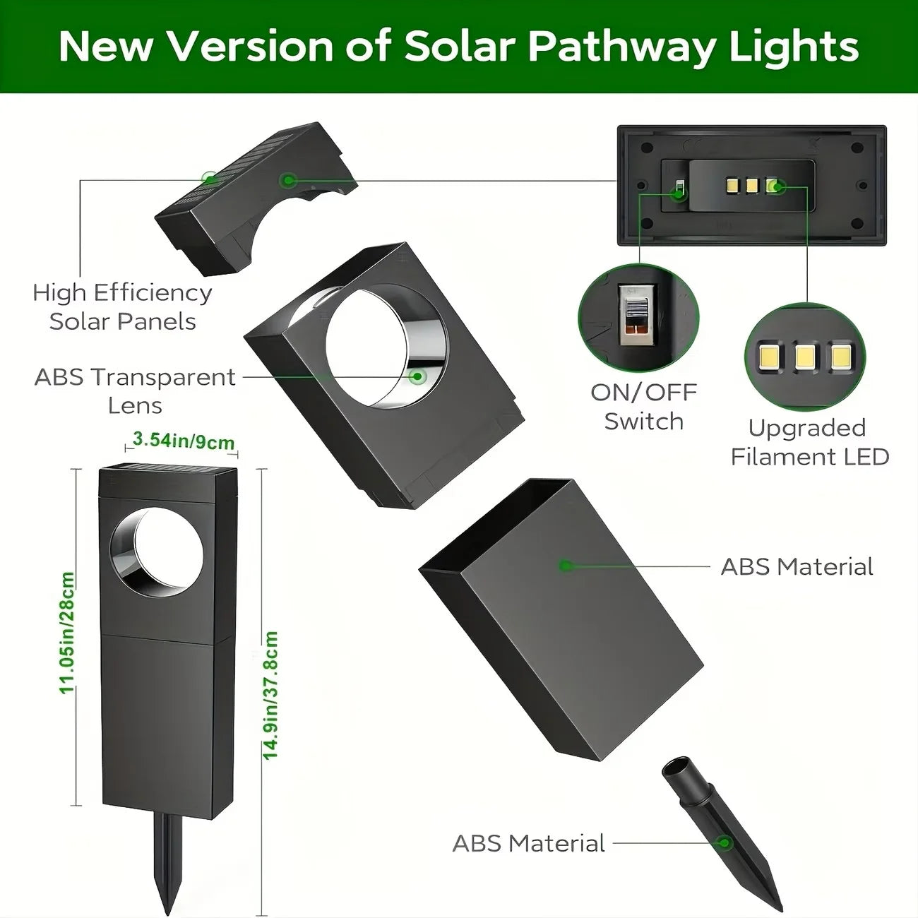 Solar Pathway Lights Outdoor Waterproof Bright Moon Auto On/Off Garden Light for Yard Patio Porch Lawn Outside Decor Lighting