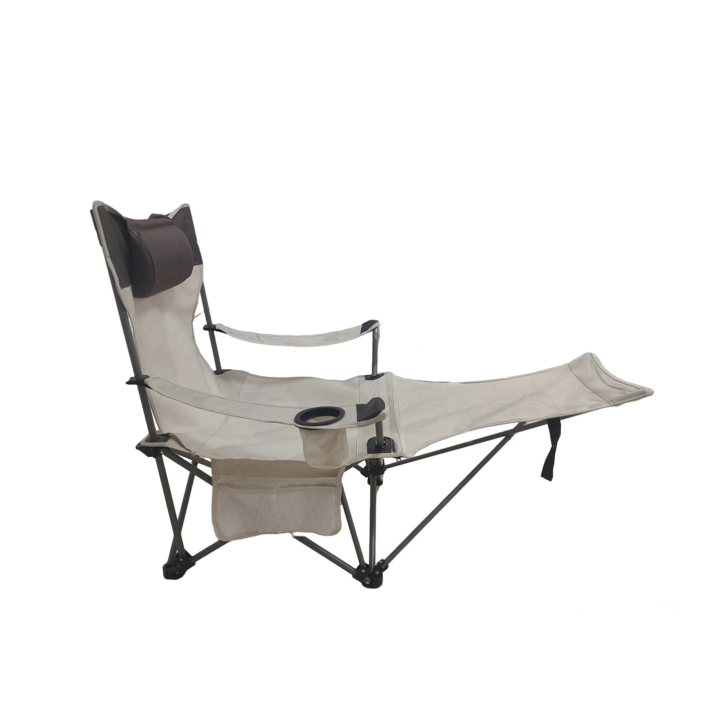 2PCS Folding Camping Chairs, Adjustable 3-Position Reclining Outdoor Lounge Chair with Side Pocket & Cup Holder, Portable Camping Chair with Carry Bag,Beige ,Dark Blue,