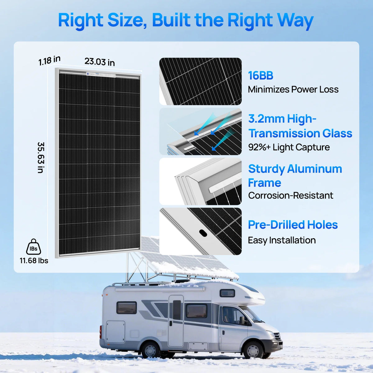 Eco-Worthy 100 Watt Bifacial N Type Monocrystalline Solar Panel