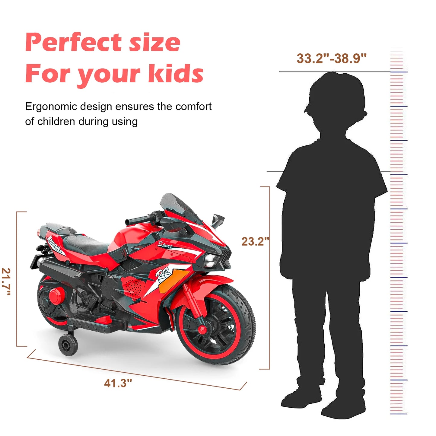 2 Wheel 12V Electric Mini Bike Motorcycle for Children, Kids Battery Powered Dirt Bike with Remote control, Bluetooth, MP3, Age 3+ Kids Ride On Motorcycle, PU Seat, Load Capacity Up to 110 lbs, Top Speed: 4 MPH