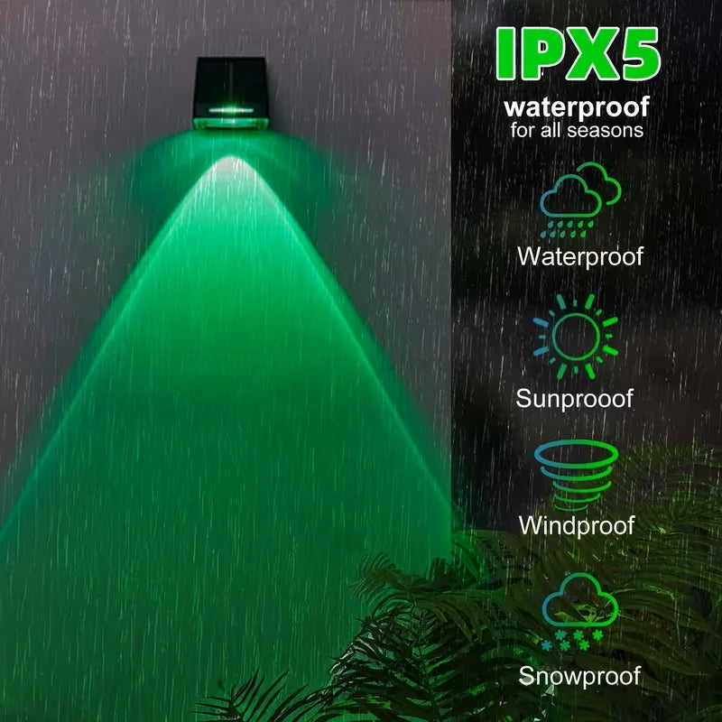 Solar Fence Lights Outdoor: Solar Powered Deck Light - 10 Lighting Modes with RGB - Waterproof IP65 - Led Lens Wall Decor for Garden Patio Backyard Porch