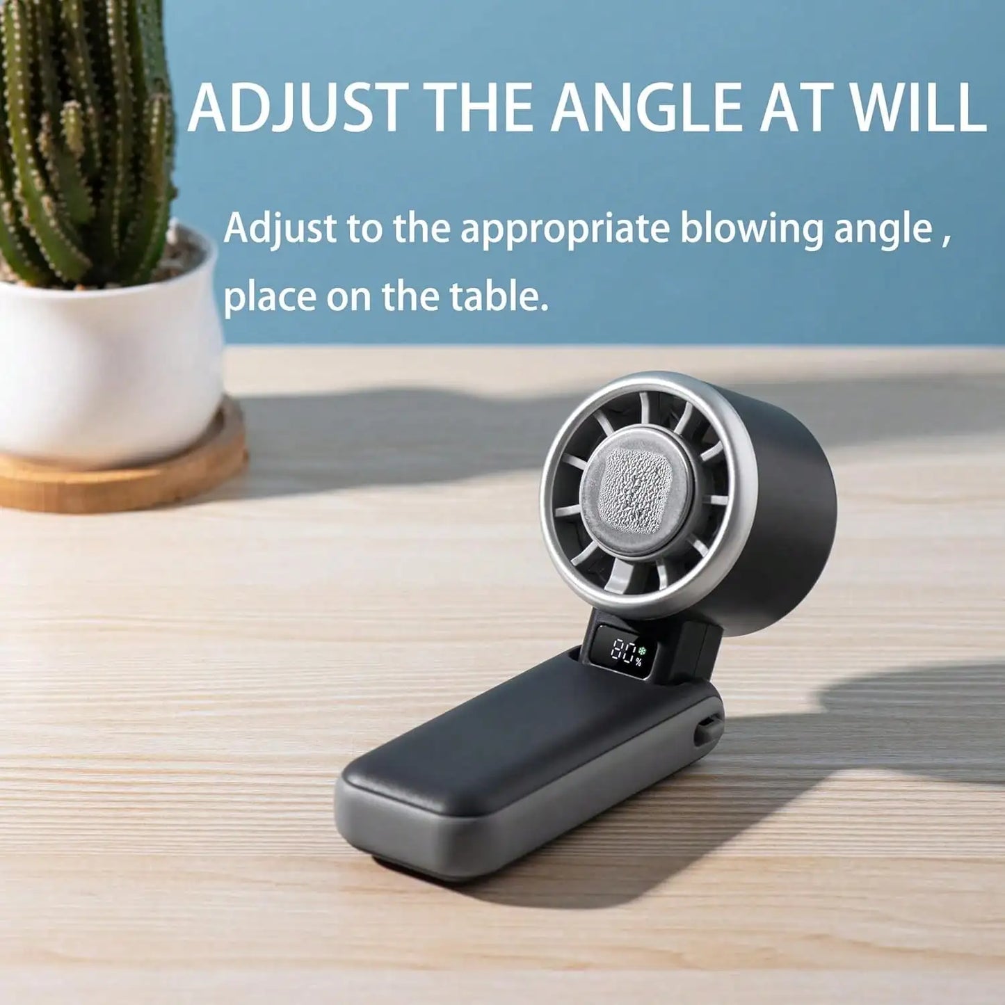Portable Handheld Fan, Ice Cooling Cold Compress Fan, Rechargeable Mini Personal Fan, Digital Display USB Turbo Fan