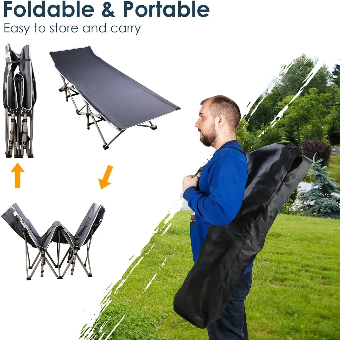 Foldable Portable Outdoor Bed Lounge Chair With Pearl Foam Mattress